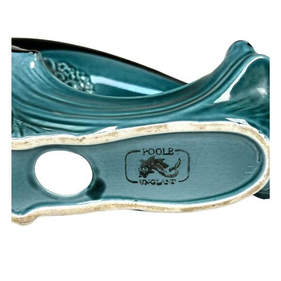 Poole Pottery Dolphin Figurine Large 11 ” Vtg 60’s Mid Century Modern Teal Black - Picture 4 of 7